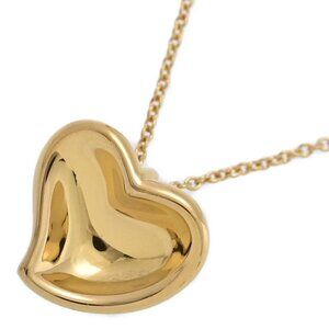 Tiffany & Co. Full Heart Plain Necklace Pendant 18K Yellow Gold